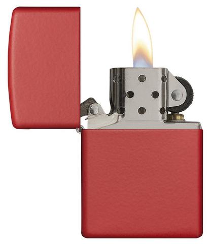 Зажигалка ZIPPO классическая с красным матовым покрытием | Classic Red Matte 233