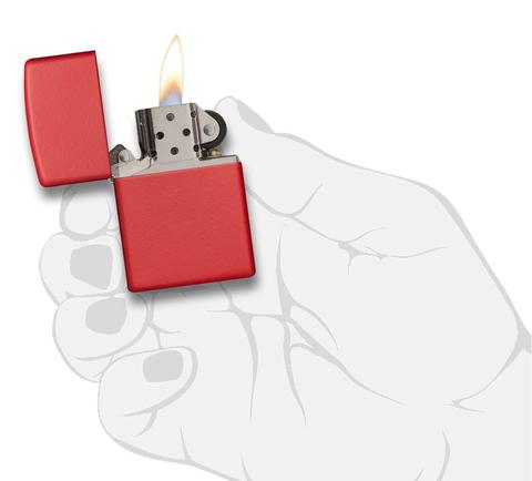 Зажигалка ZIPPO классическая с красным матовым покрытием | Classic Red Matte 233