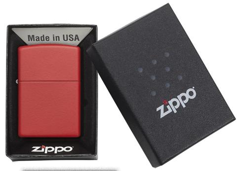 Зажигалка ZIPPO классическая с красным матовым покрытием | Classic Red Matte 233