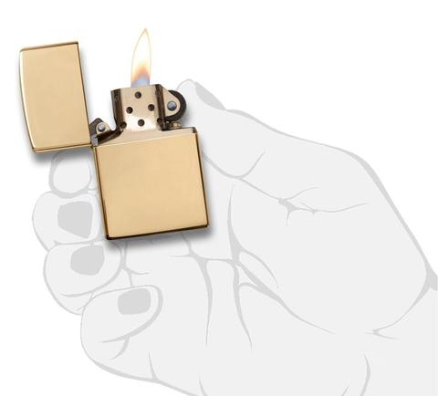 Зажигалка ZIPPO классическая с покрытием Глянцевая латунь | Classic High Polish Brass 254B